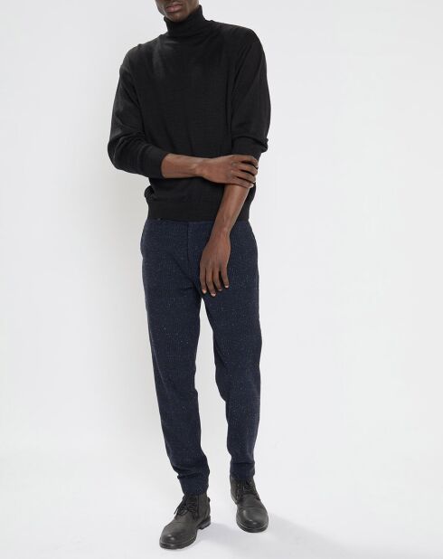 Pantalon en Laine mélangée Regular Fit stuart Neps bleu foncé