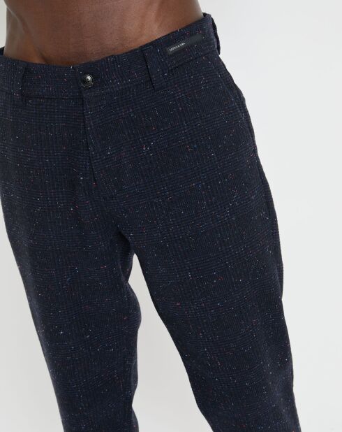 Pantalon en Laine mélangée Regular Fit stuart Neps bleu foncé