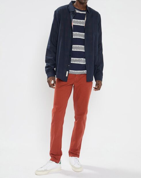 Chemise en Coton gratté Regular Fit à carreaux bleu foncé