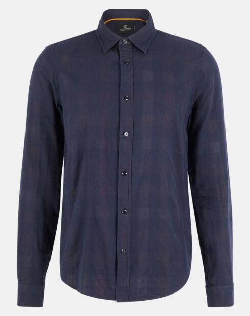 Chemise en Coton gratté Regular Fit à carreaux bleu foncé