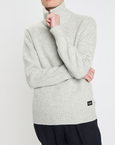 Pull zippé gris clair