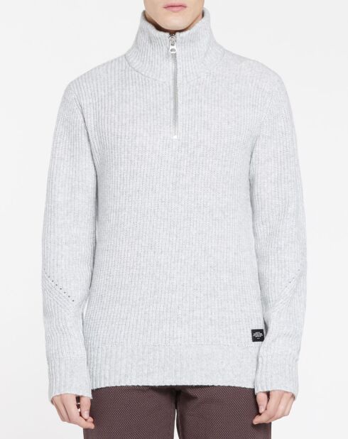 Pull zippé gris clair