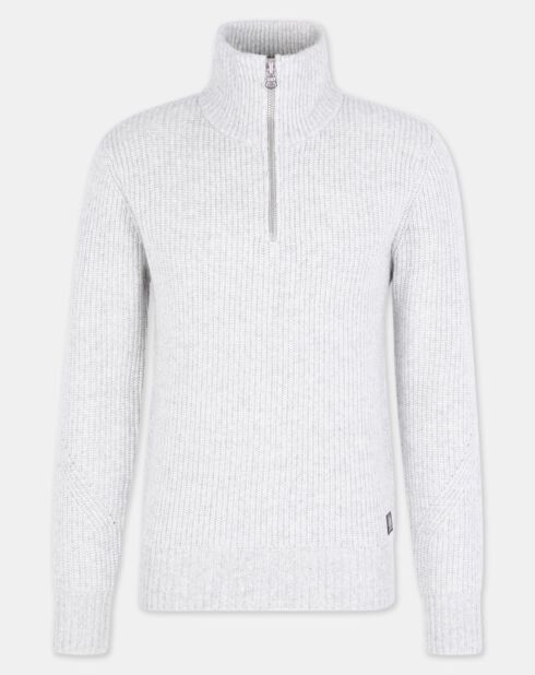 Pull zippé gris clair