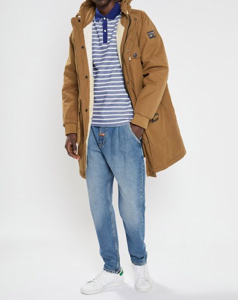 Parka à capuche Sherpa marron clair