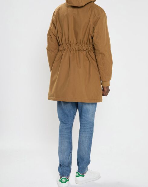Parka à capuche Sherpa marron clair