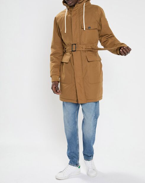 Parka à capuche Sherpa marron clair