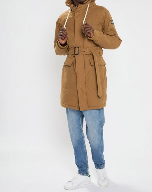Parka à capuche Sherpa marron clair