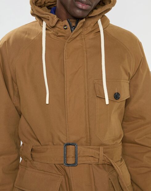 Parka à capuche Sherpa marron clair