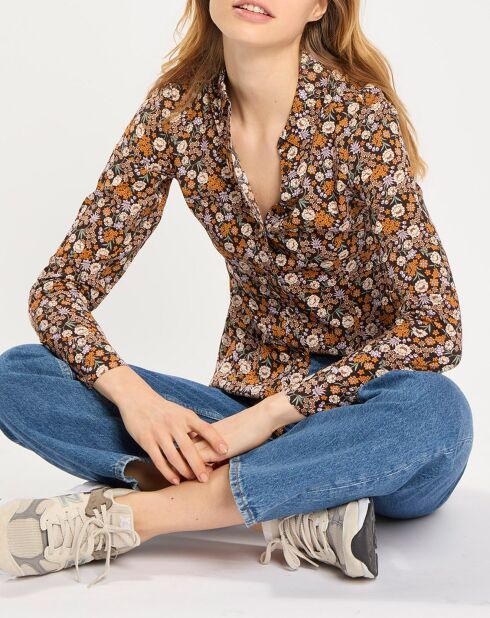 Chemise à Fleurs noir/jaune