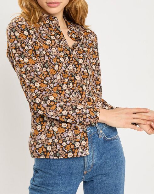 Chemise à Fleurs noir/jaune