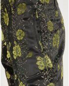 Pantalon à fleurs noir/jaune