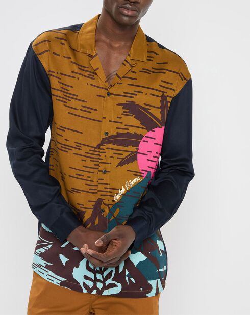 Chemise Regular Fit à imprimé hawaiien multicolore