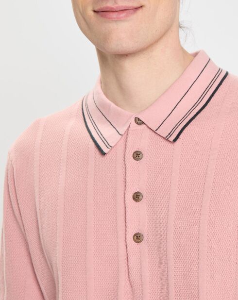 Polo Regular Fit en maille rétro rose