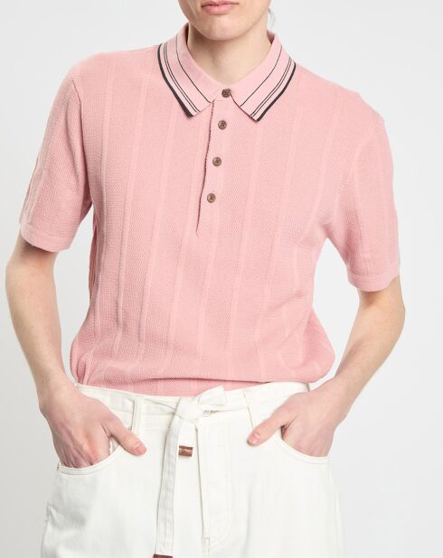 Polo Regular Fit en maille rétro rose