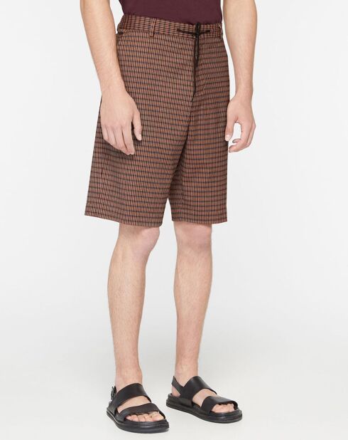 Bruine geruite chinoshort