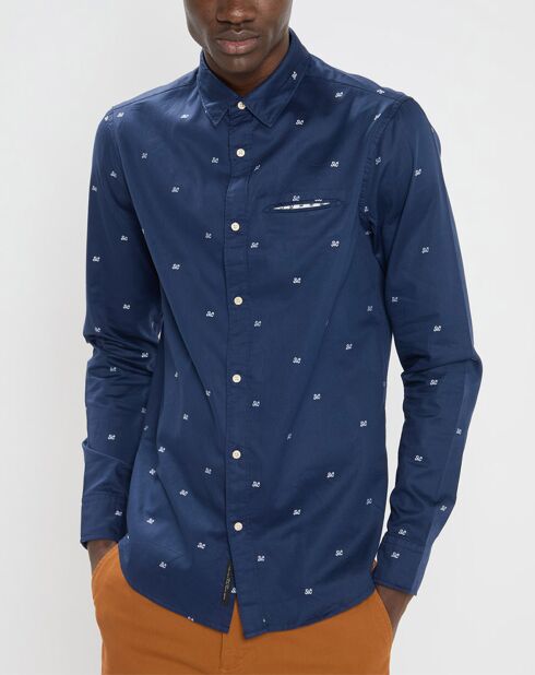 Chemise Regular Fit Pocket imprimée bleu marine