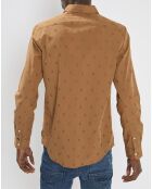 Chemise Regular Fit brodée allover marron clair