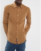 Chemise Regular Fit brodée allover marron clair