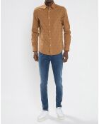 Chemise Regular Fit brodée allover marron clair