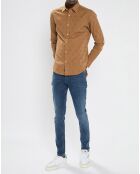 Chemise Regular Fit brodée allover marron clair
