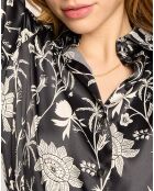 Robe chemise Hana à fleurs noire
