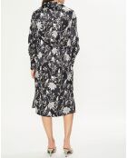 Robe chemise Hana à fleurs noire