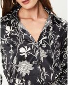 Robe chemise Hana à fleurs noire