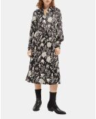 Robe chemise Hana à fleurs noire