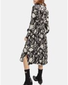 Robe chemise Hana à fleurs noire