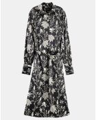 Robe chemise Hana à fleurs noire