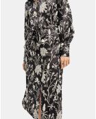 Robe chemise Hana à fleurs noire