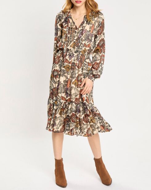 Robe print fleurs maison écru/multicolore