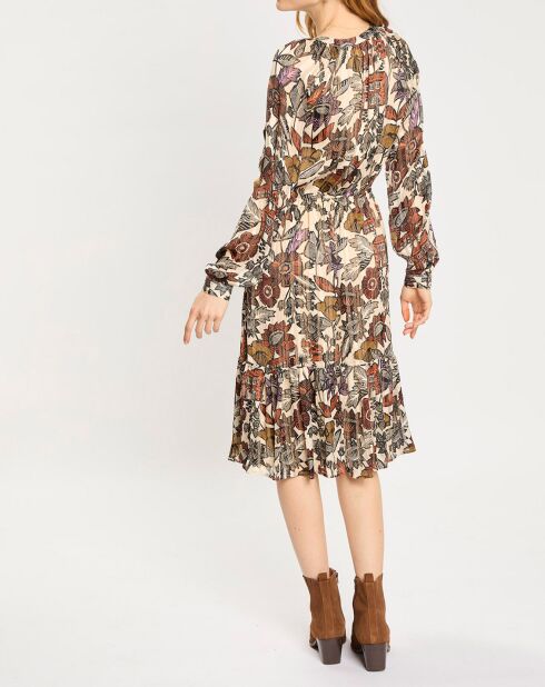 Robe print fleurs maison écru/multicolore