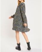 Robe mi-longue imprimée multicolore
