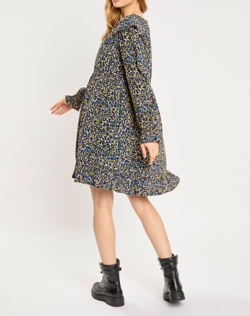 Robe mi-longue imprimée multicolore