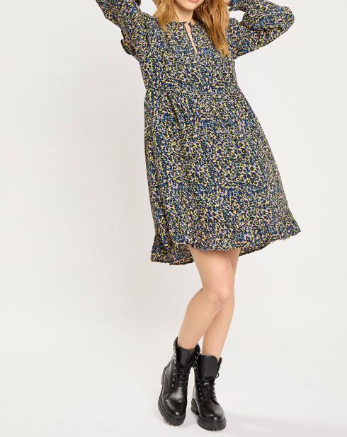 Robe mi-longue imprimée multicolore