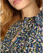 Robe mi-longue imprimée multicolore