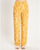 Pantalon fluide tie & dye imprimé jaune