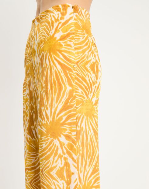Pantalon fluide tie & dye imprimé jaune