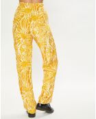 Pantalon fluide tie & dye imprimé jaune