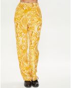 Pantalon fluide tie & dye imprimé jaune