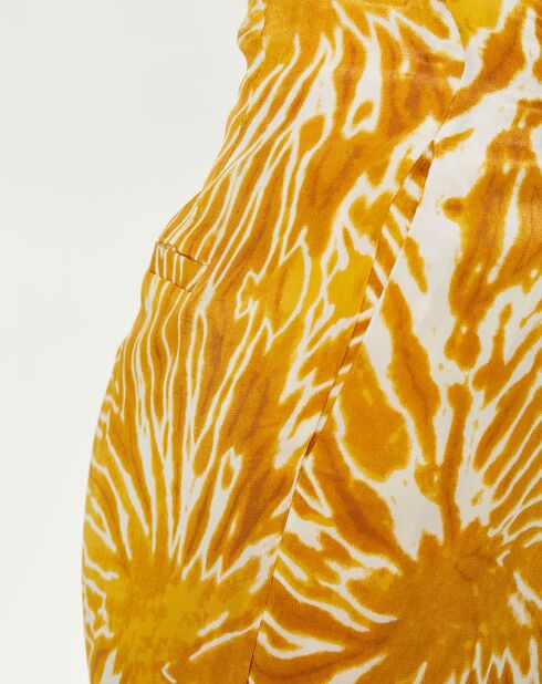 Pantalon fluide tie & dye imprimé jaune