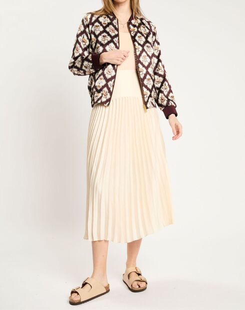 Jupe plissée & satinée écrue