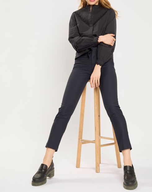Pantalon de Costume en Laine mélangée motif écailles bleu foncé