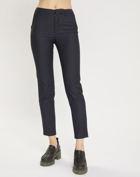 Pantalon de Costume en Laine mélangée motif écailles bleu foncé