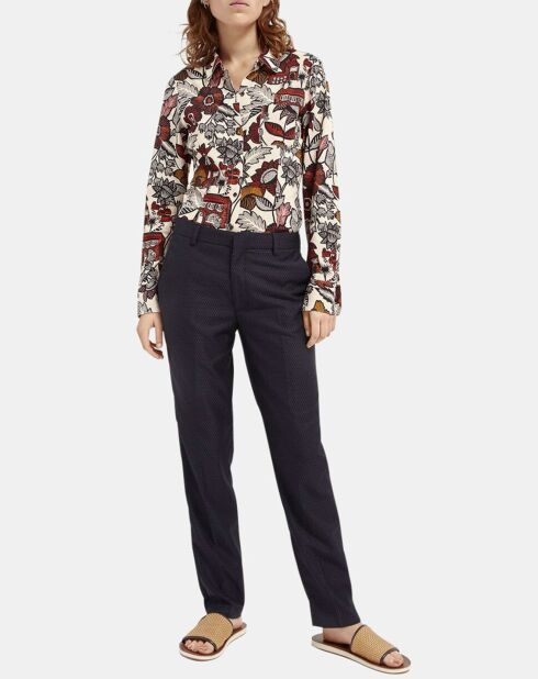 Pantalon de Costume en Laine mélangée motif écailles bleu foncé
