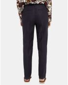Pantalon de Costume en Laine mélangée motif écailles bleu foncé