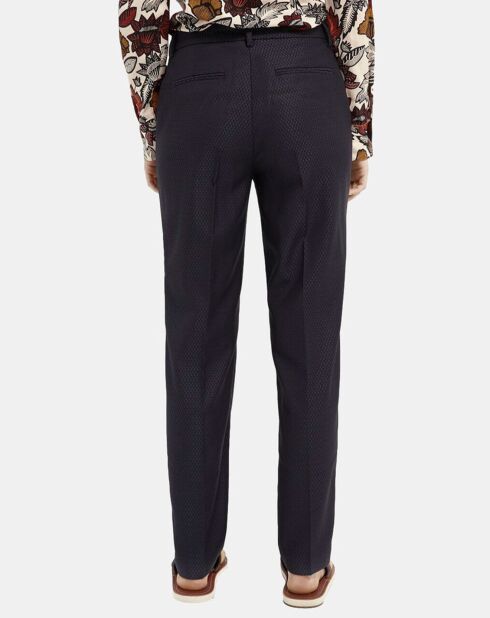 Pantalon de Costume en Laine mélangée motif écailles bleu foncé