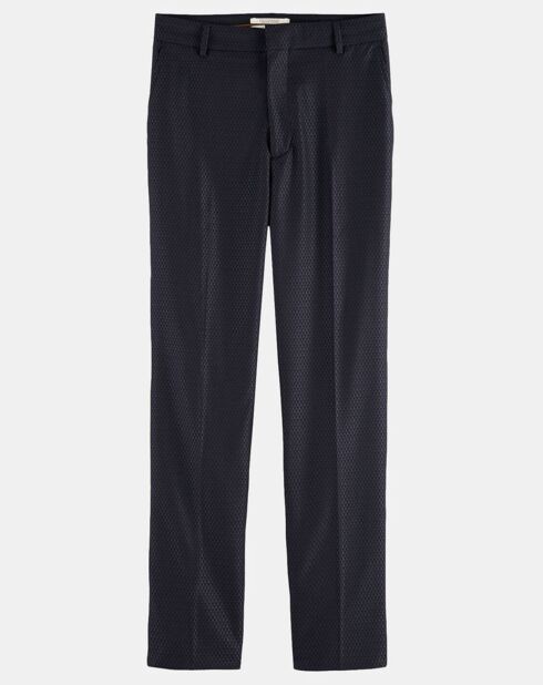Pantalon de Costume en Laine mélangée motif écailles bleu foncé