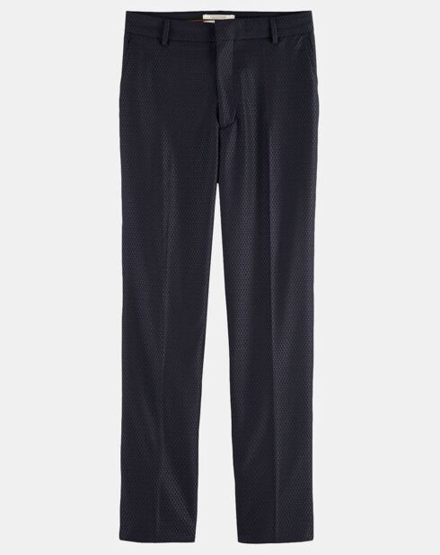 Pantalon de Costume en Laine mélangée motif écailles bleu foncé